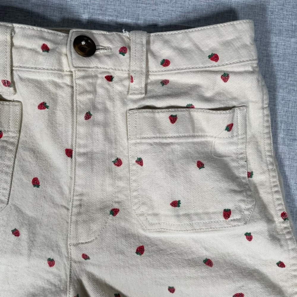 Madewell Strawberry Print High Rise Denim Shorts Womens Size 24 - Picture 2 of 13